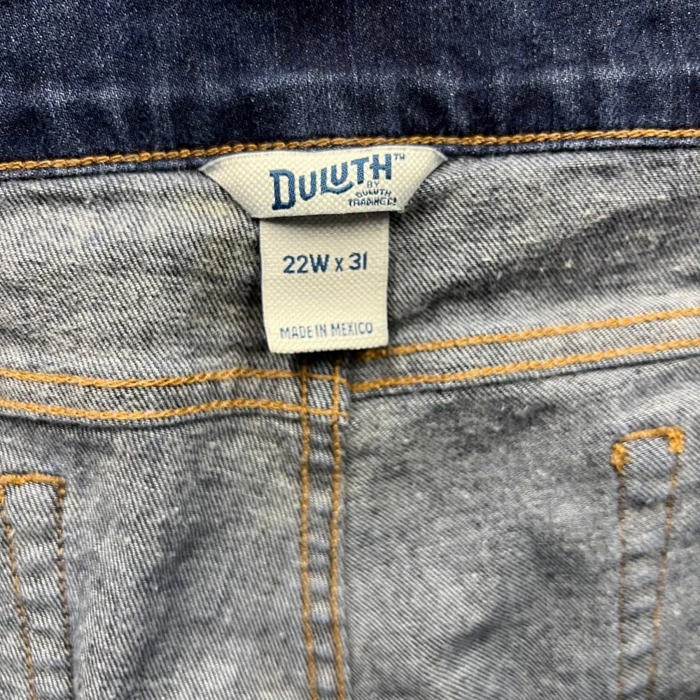 Duluth Trading Co Womens Jeans 22W x 31 Blue‎ Straight Leg Denim Stretch 1642
